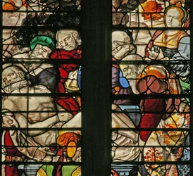 Vindue w15, der viser gravlæggelsen