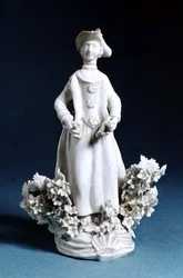 Worcester-figur af en sportsmands ledsager, umalet, slutningen af det 18. århundrede (porcelæn)