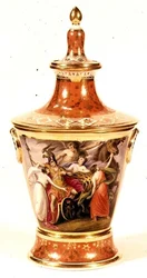 Worcester vase malet af Thomas Baxter, ca. 1820