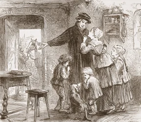 Zwingle tager af sted for at slutte sig til hæren, illustration fra The History of Protestantism af James Aitken Wylie (1808-1890), pub. 1878
