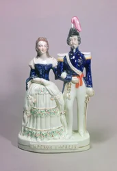 Staffordshire figur af Napoleon III og kejserinde Eugenie (keramik)
