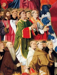 Religiøse ordener og præster, detalje fra Coronation of Virgin Altertavle af Enguerrand Quarton (ca. 1410-1466), tempera på panel