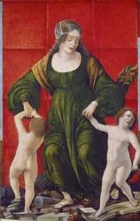 Hustru til Hasdrubal og hendes børn, ca. 1490-3 (tempera på poppelpanel)
