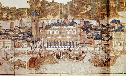 Udsigt over Venedig (Dogepaladset, Markuspladsen) (xylografi