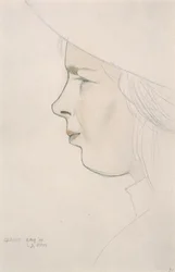 Portræt af kunstnerens søster Gladys Laughton, 8. august 1909 (blyant og farvet vask)