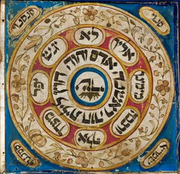 Amulet, fra Persien (pergament, akvarel, pulveriseret guld)
