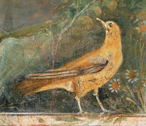 Fugl med to margueritter (freskomaleri)