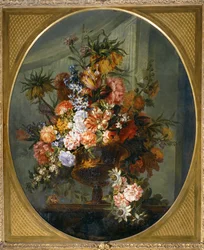 Blomster i en gylden vase ...