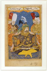 Mustafa II i rustning, side i et album med portrætter af osmanniske sultaner ...