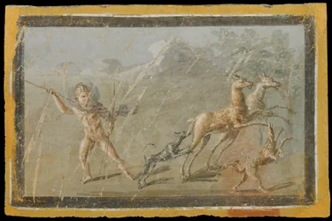 Scene af en jagtHerculanum, Cerfs husOmkring 60-80 CEValmaleri ...