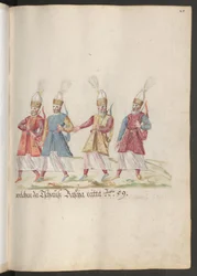 En pasha og sultans hof: fire tyrkiske bueskytter fra sultanens livvagt