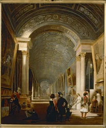 Udsigt over Grand Galerie på Louvre ...
