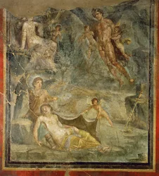 Zephyr og Chlory, nærbillede af 10-04-03/36 Fra Casa del Naviglio, Pompeji
