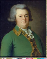 Portræt af Vasily Ivanovich Likhachev (?). Peinture de Ermolai Dementevich Kamezhenkov (1760-1818), Huile Sir Toile