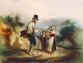 Genvejen, illustration af akvarel af Ernest Grenier til Les Miserables af Victor Hugo (1802-1885)