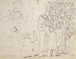 The Celebration for Old Hugo, karikatur af Victor Hugo (1802-85) fra et brev til Paul Verlaine, ca. 1880