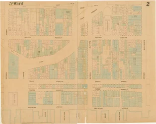 Maps of the City of Philadelphia, bind 1, plade 2, 1860 (håndkoloreret gravering)
