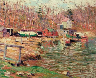 Harlem River Scene (olie på masonit)