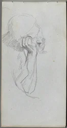 Skitsebog, side 16: Melankolsk figur
