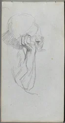 Skitsebog, side 16: Melankolsk figur.