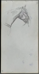 Skitsebog, side 21: Studie af en hest.