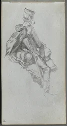 Skitsebog, side 23: Siddende soldat.