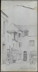 Skitsebog, side 39: Gadescene.