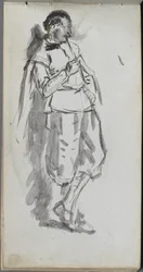 Skitsebog, side 46: Stående Mandsfigur