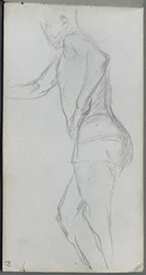 Skitsebog, side 87: Figurstudie.