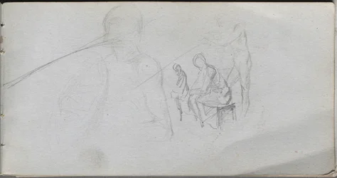 Skitsebog, side 98: Studie af figurer.