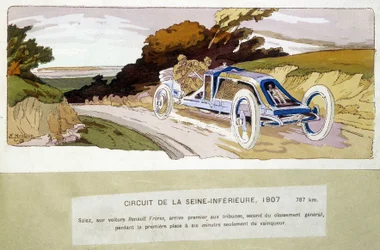 Circuit de la Seine-Inèrieure, Szisz i bil Renault Frères, kom først på tribunen, nummer to i det generelle klassement og tabte 1. pladsen kun seks minutter fra vinderen