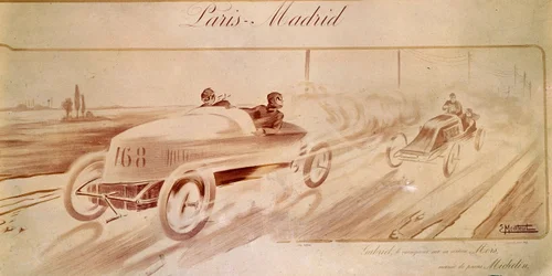 Motorløb: "Paris Madrid": Gabriel-vinder på Mors udstyret med Michelin-dæk "" Illustration 1903