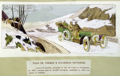 Racing: Tour de France 1907 - tegning af Ernest Montaut (1878-1909).