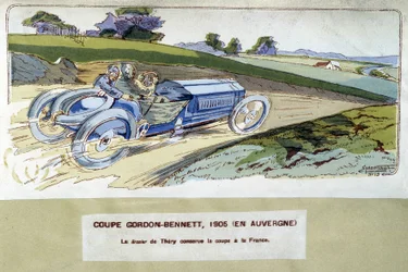 Racing: Gordon Bennett Cup (Gordon-Bennett) i 1905 - tegning af Ernest Montaut (1878-1909).