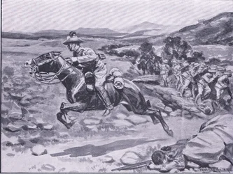 Tilfangetagelsen af livvagten: Løjtn Batemans dristige raid, illustration fra After Pretoria: The Guerilla War, 1902