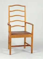 Lænestol, udformet i 1903, fremstillet i Peter Waals værksted, 1923 (eg)
