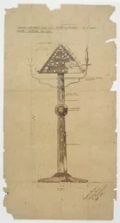 Design til Ebony Talerstol indlagt med Bone & Silver til St. Andrews Church, Roker 1906 (pen og blæk på papir)