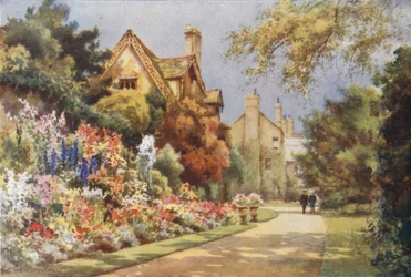 The Cottages, Worcester College Gardens (farve litho)