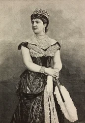 Margaret af Savoyen (1851-1926), dronning af Italien fra 1878 til 1900, foto af Cattani, Bertelli og de Hagen, gravering af Ernesto Mancastroppa fra L
