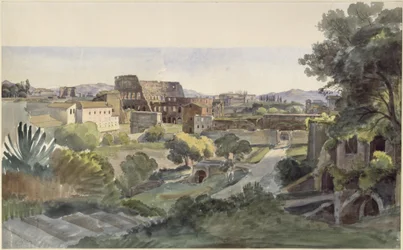 Udsigt over Forum Romanum med Colosseum mod Lateranet