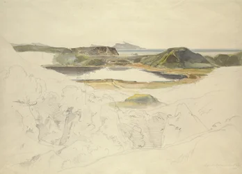 Agnano-søen (blyant og akvarel på papir)