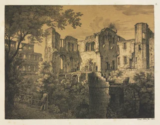 Seks udsigter over Heidelberg Slot: Vestlige del, 1820.