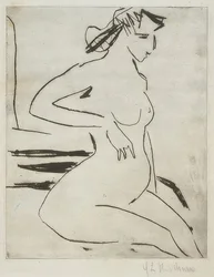 Gravid, nøgen kvinde, siddende. 1909