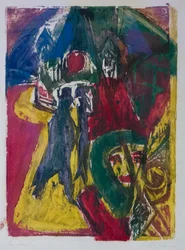 Gade med Cocotte, Berlin Street Scene, 1915-1916.
