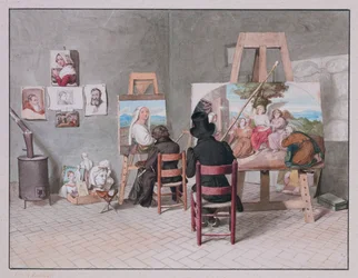 Bernhard Neher og Erwin Speckter i deres atelier i Rom, af Erwin Speckter