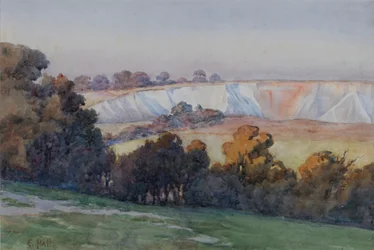 Coulsdon Quarry fra Farthing Downs (wc på papir)