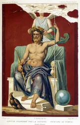 Jupiter (Zeus) kronet af Victory - ifølge en fresko af Pompeji rejst af Nicolini.