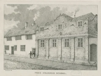 Tamworth - Guy "s Almshouses: sepia drawing, 1838dani