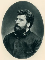 Portræt af George Bizet (1838-1875) fransk komponist - fotogravure af et fotografi af Etienne Carjat (1828-1906) - Komponist Georges Bizet - fotogravure