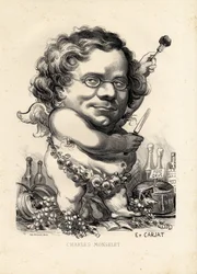 flyvende blad - Illustration af Etienne Carjat (1826-1906): Obeite, Foie gras - Monselet Charles (1825-1888)